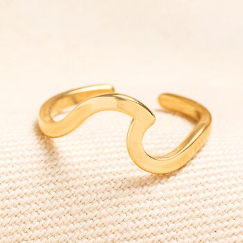 Stainless Steel Wave Toe Ring In Gold Plating, 2 of 4