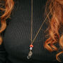 Gold Plate Red Mushroom And Raw Quartz Pendant Necklace, thumbnail 3 of 6