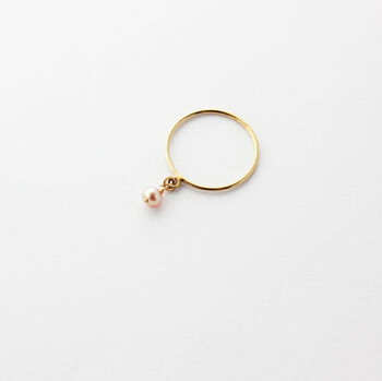 Gold Filled Rose Pearl Charm Stacking Ring, 6 of 11