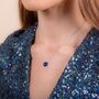 Blue Druzy Crystal Round 925 Sterling Silver Necklace, thumbnail 2 of 5