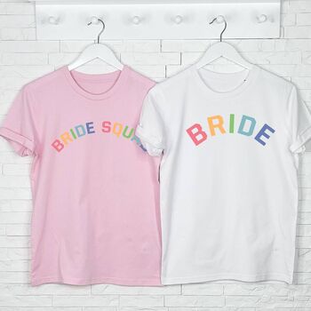 Bride Squad Rainbow Organic Hen Party T Shirt, 2 of 2