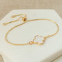 Gold Plated Mother Of Pearl Clover Slider Bracelet, thumbnail 1 of 4
