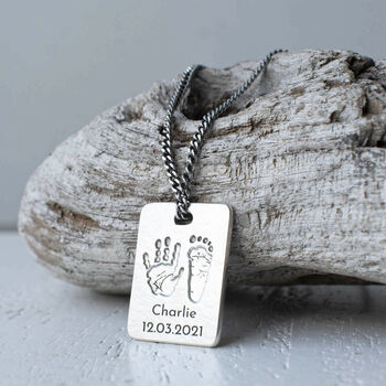 Hand And Footprint Silver Tag Necklace, 2 of 6