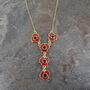 Red Poppy Multi Flower Necklace, Gold Tone, thumbnail 2 of 3