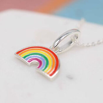 Silver Plated And Enamel Rainbow Necklace, 2 of 2