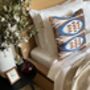 Square Ikat Silk Cushion Blue, Brown And White Abstract Design, thumbnail 1 of 10