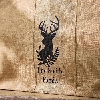 Personalised Stag Jute Log Bag, 3 of 6