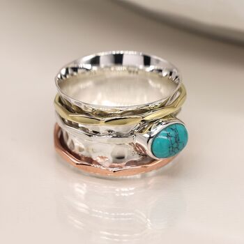 Personalised Sterling Silver Turquoise Spin Ring, 2 of 9