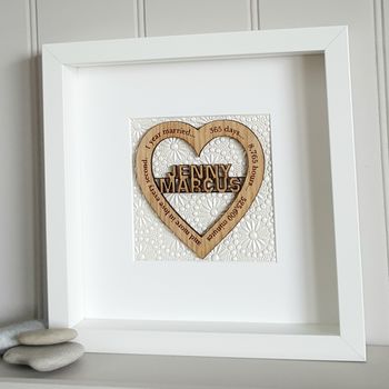 First Wedding Anniversary Personalised Oak Heart, 2 of 2