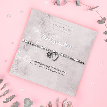 Thank You Mum Silver Plated Beaded Bracelet, 2 of 5