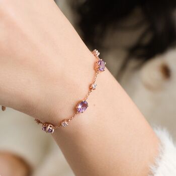 Lavender Amethyst Bracelet In Sterling Silver And Gold, 12 of 12