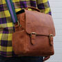 'Rigby' Personalised Leather Messenger Bag In Tan, thumbnail 1 of 9
