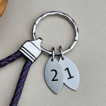 Personalised Teal Leather Keyring, 4 of 5