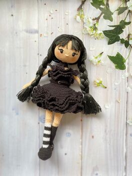 Wednesday Addams Doll, Handmade Crochet Doll, 6 of 8