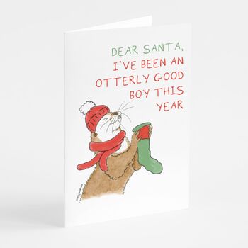 'Otterly Good Boy' Otter Christmas Card, 3 of 5