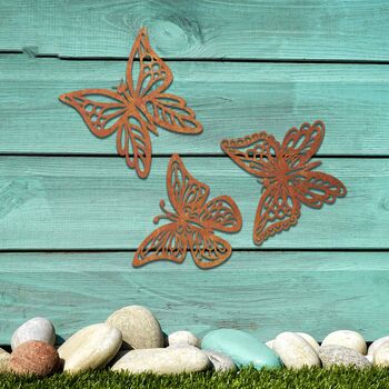 Three Metal Butterflies, Garden Gifts, Garden Art Decor, 8 of 10