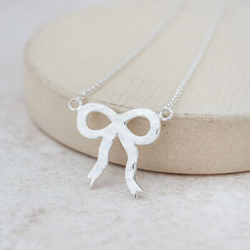 Sterling Silver Bow Necklace, 2 of 3