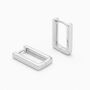 Sterling Silver Rectangle Huggie Hoop Earrings – 15mm X 9mm, thumbnail 3 of 7