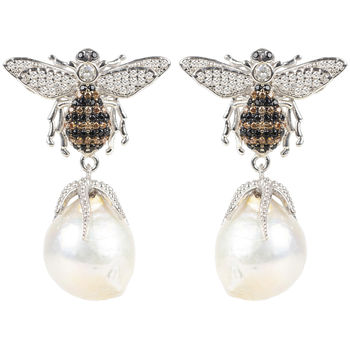 Honey Bee Baroque Pearl Drop Earring Silver, 2 of 4