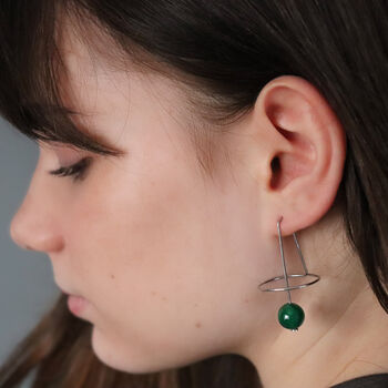 Labyrinth No.One Geometric Earrings With Semi Precious Stone, 2 of 9
