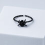 Sterling Silver Black Crystal Spider Adjustable Ring, thumbnail 1 of 7