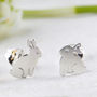 Bunny Stud Earrings In Solid 925 Sterling Silver, thumbnail 4 of 6