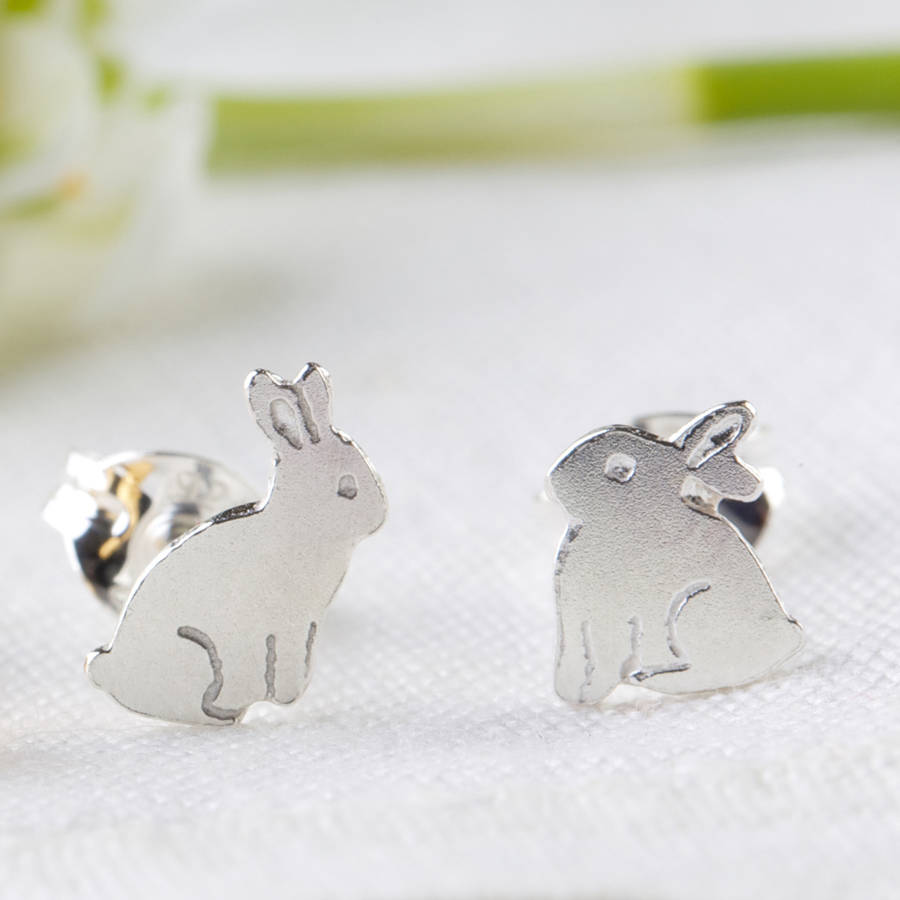 Bunny Stud Earrings In Solid 925 Sterling Silver By Amanda Coleman