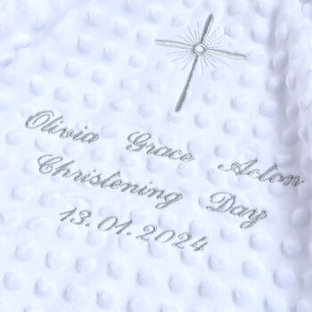 Personalised White Bubble Blanket For Christening, 3 of 6