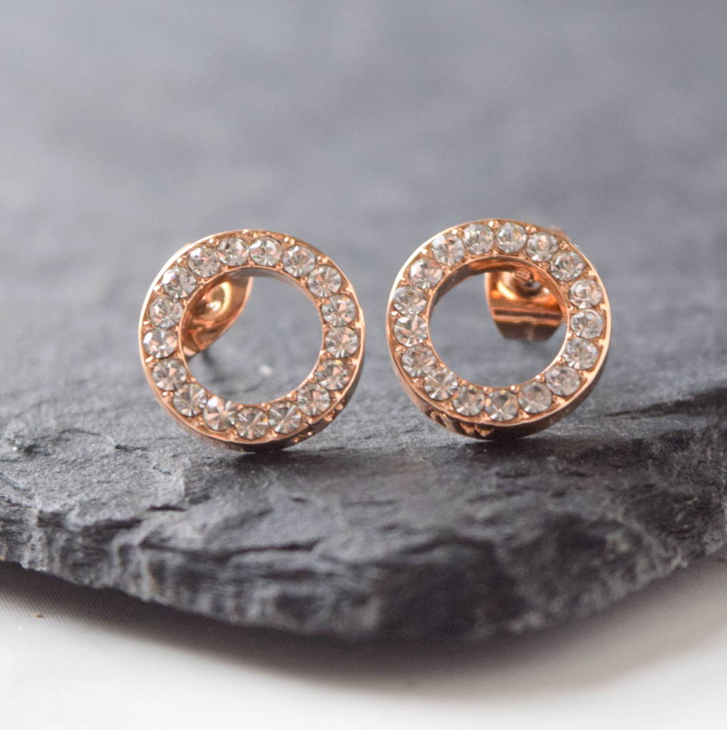 rose gold or silver swarovski circle earrings by the alphabet gift shop ...