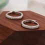 Genuine Pearl Cz Huggie Hoop Earrings Sterling Silver, thumbnail 8 of 12