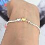 Sterling Silver Three Heart Beaded Stretch Bracelet, thumbnail 9 of 9