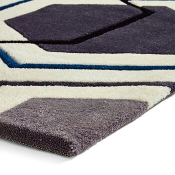 Area Rug Hand Tufted Rectangle Grey/Navy, 7 of 8