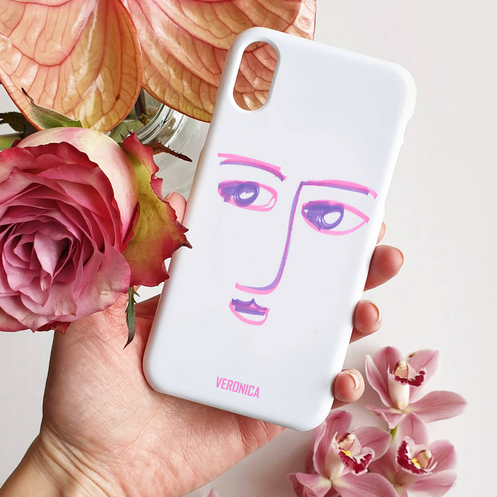 Abstract Line Art Cheeky Face Personalised Phone Case By Rianna