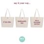 Personalised Slogan Cotton Canvas Tote Bag In Burgundy, thumbnail 3 of 4