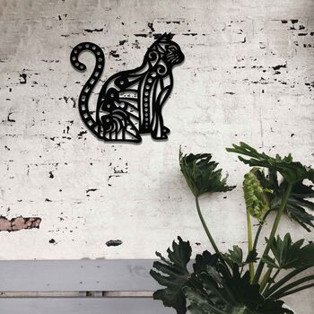 Metal Mandala Cat, Rusted Cat Wall Decor, Cat Gift, 3 of 10