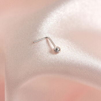 Sterling Silver Ball End L Shaped Nose Stud, 3 of 4