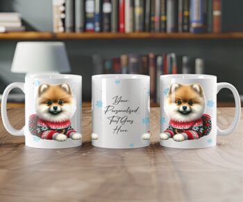 Personalised Pomeranian In Christmas Jumper Mug C, 2 of 2