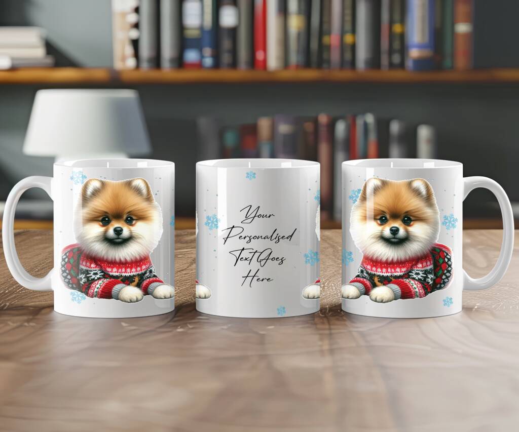 Personalised Pomeranian In Christmas Jumper Mug C By Floppsie Moppsie