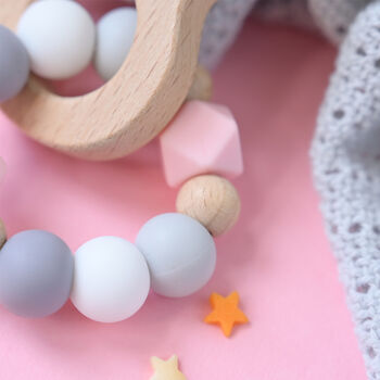 Personalised Baby Teether With Wooden Bunny Shape, 2 of 4