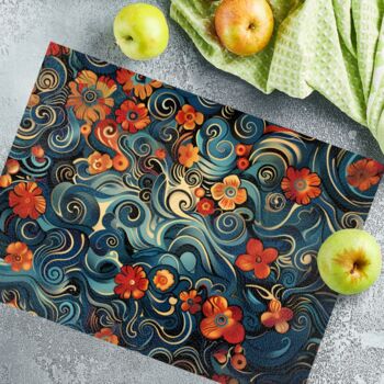 Floral Whirls Textured Glass Chopping Board, 5 of 8