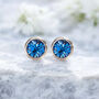 Sterling Silver September Sapphire Birthstone Stud Earrings, thumbnail 5 of 9