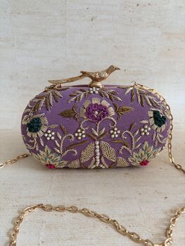 Purple Velvet Oval Clutch Bag, 3 of 8
