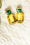 Yellow Circle Oblong Jewel Dangle Earrings, thumbnail 1 of 5