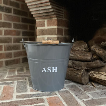 Fireside Ash Bucket In French Grey With Log Bag, 2 of 3