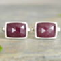 12ct Ruby Cufflinks In Sterling Silver, thumbnail 1 of 2