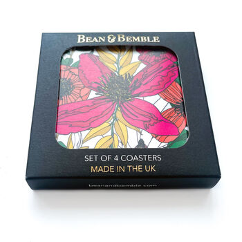 Bright Floral Coasters Box Set Round Heat Resistant, 6 of 8