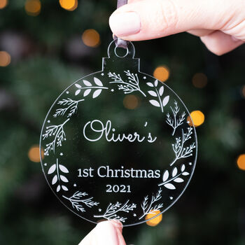 Personalised First Christmas Wreath Bauble, 2 of 2