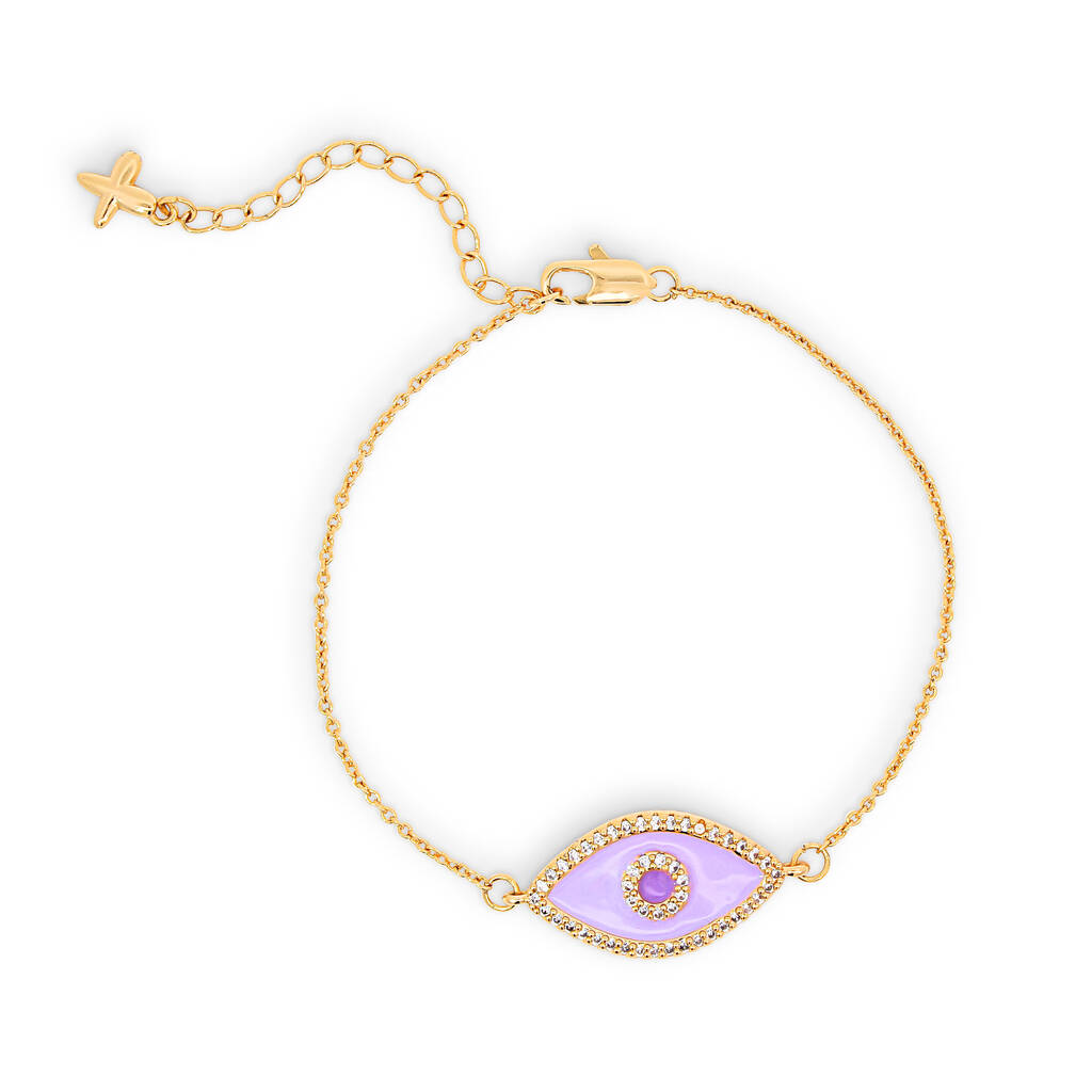 Purple Evil Eye Charm Bracelet