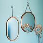 Oval Antique Copper Hanging Chain Wall Mirror, thumbnail 4 of 8