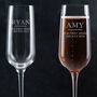 Personalised Engraved Champagne Flute Pair Housewarming Gift, thumbnail 1 of 6